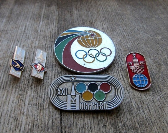 Vintage Soviet union pins Olimpic games at Moscow in by Oldchest