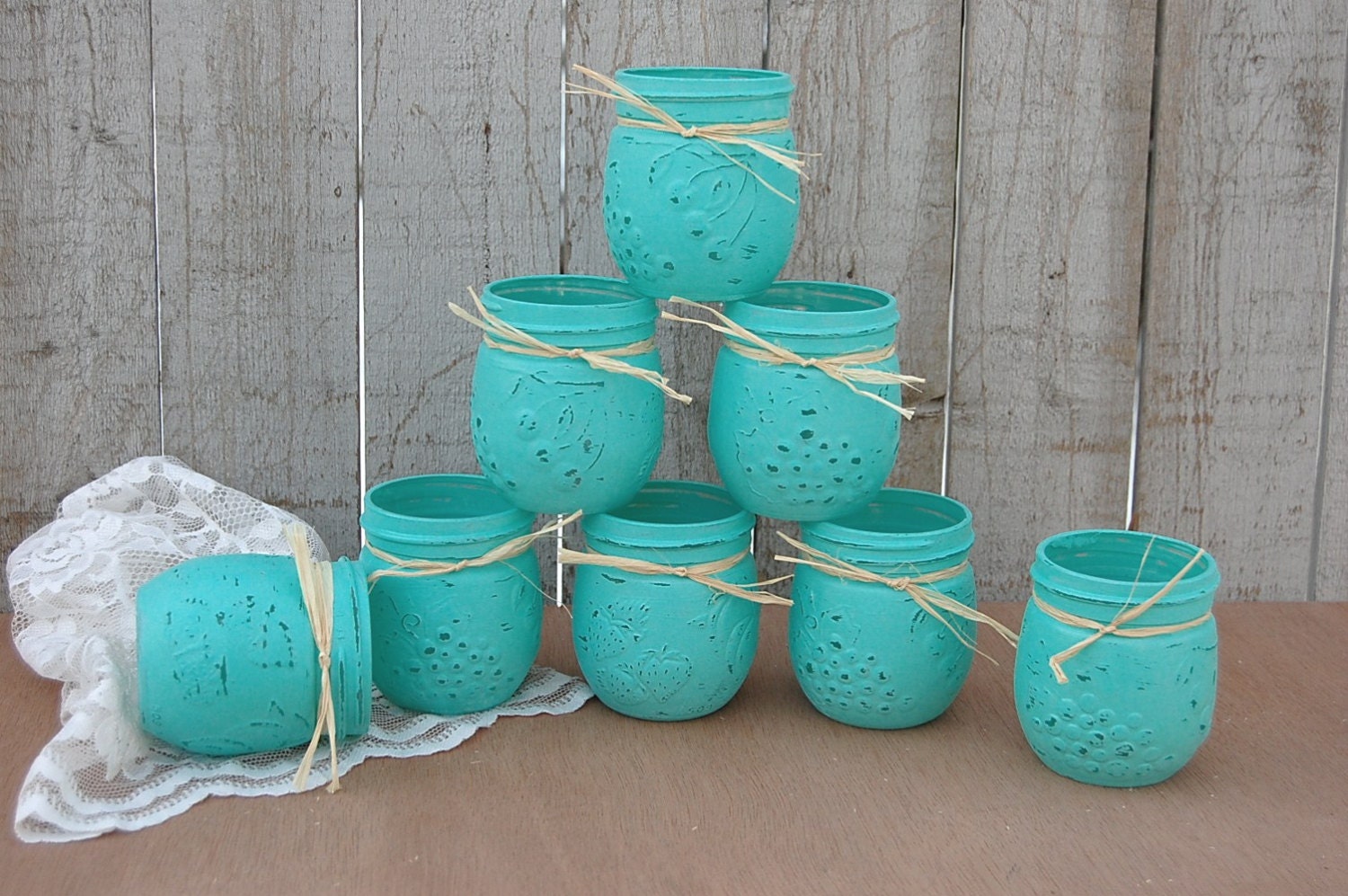 mason jars shabby chic aqua turquoise hand painted mason jars shabby chic aqua turquoise hand painted
