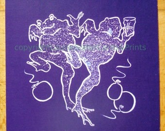 Purple Dancing Frogs Greeting Card