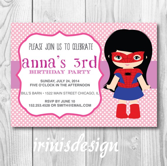 Spider Girl Invitations 3