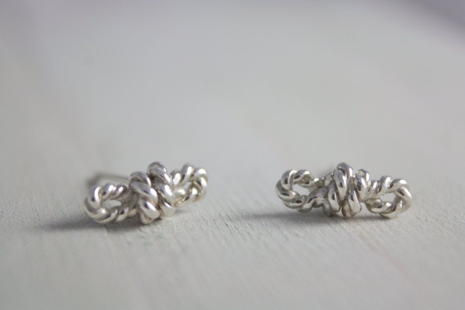 Sterling Silver Rope Earrings Silver Knot Earrings Tied