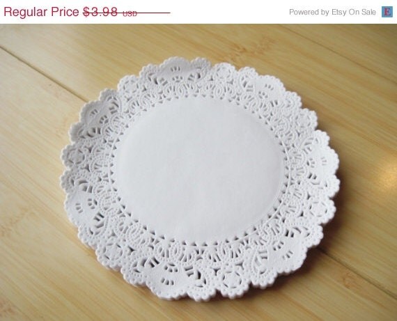 15% off - 50 White paper lace doily doilies 6" size Il_570xn