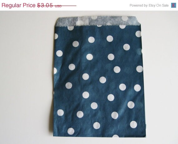 15% off - 12 Navy DOT Designer Party Favor Bags, Weddings, Birthday, Shower Il_570xn