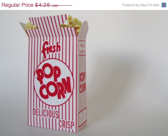 15% off - 12 - Retro Red and White Pop Corn PopCorn Box Il_570xn