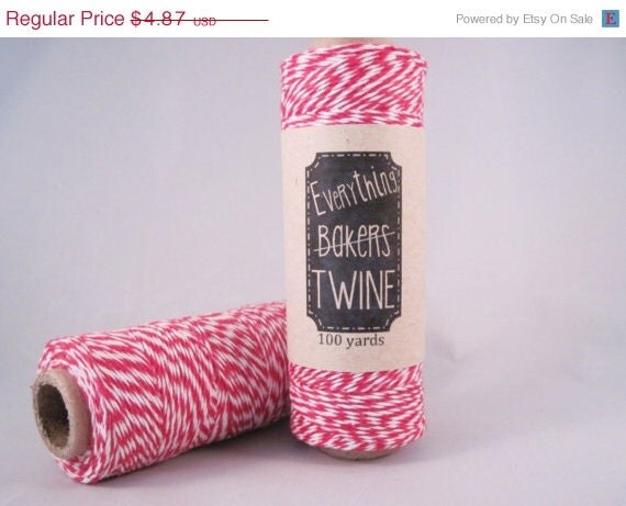 ON SALE - Red Bakers Twine 100 yard spool 4 ply 100% cotton Il_570xn