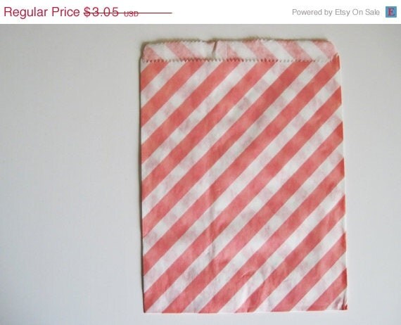 ON SALE 12 Pink STRIPE Designer Party Favor Bags, Weddings, Birthday, Showers Il_570xn