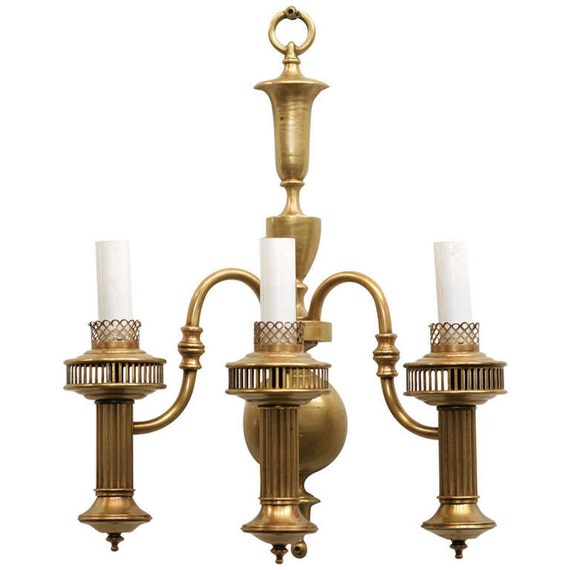 American Colonial Brass Oil Lamp Wall Sconce