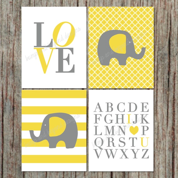 Items similar to Nursery Wall Art Yellow Grey INSTANT DOWNLOAD Wall Art