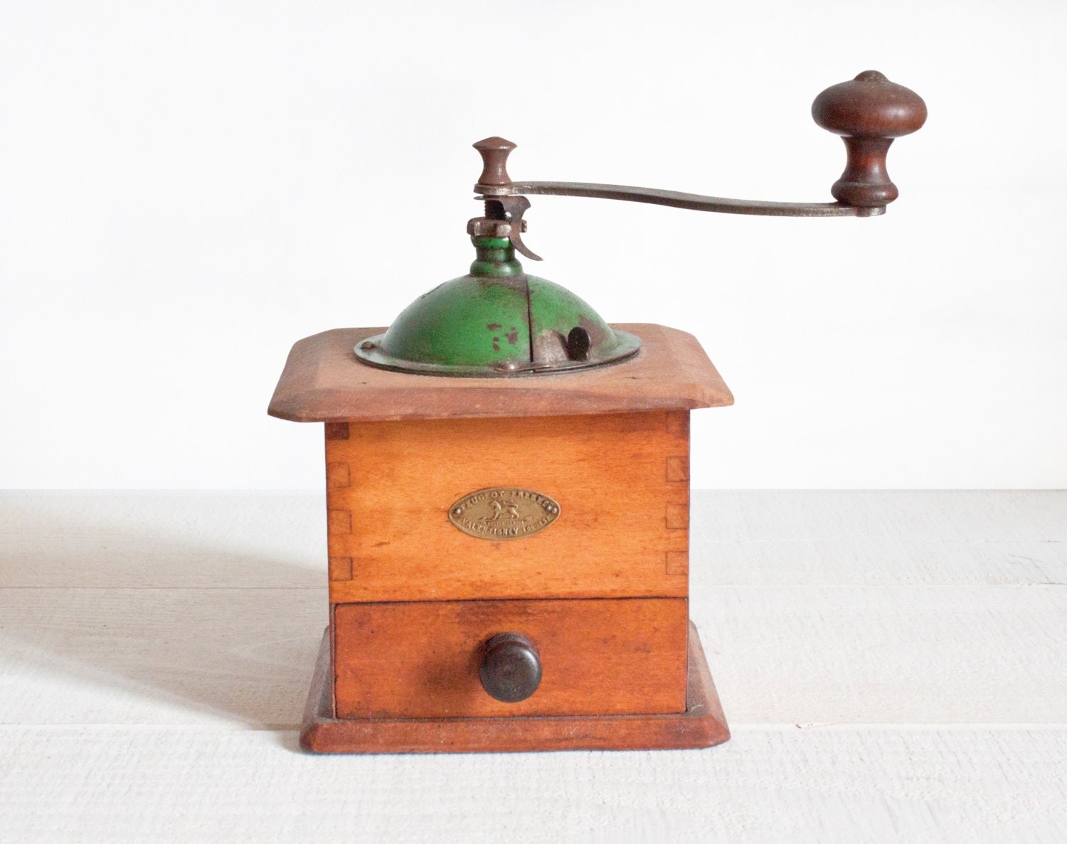 Famous Peugeot Frères Coffee Grinder in green French Vintage