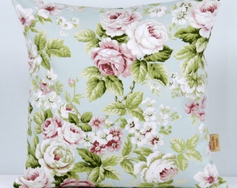 16x16, pillow, Decorative throw cover, Floral pillow case, Cheltenham Rose, vintage, shabby chic, pillow sham, Throw pillow cover, 16 inch