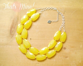 Lemon Yellow statement necklace,Yellow lemon bib necklace