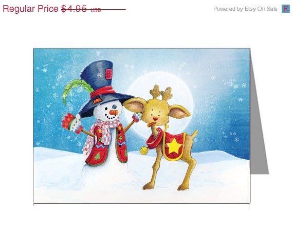 80% OFF Rudy and the snowman printable Christmas card Il_570xn