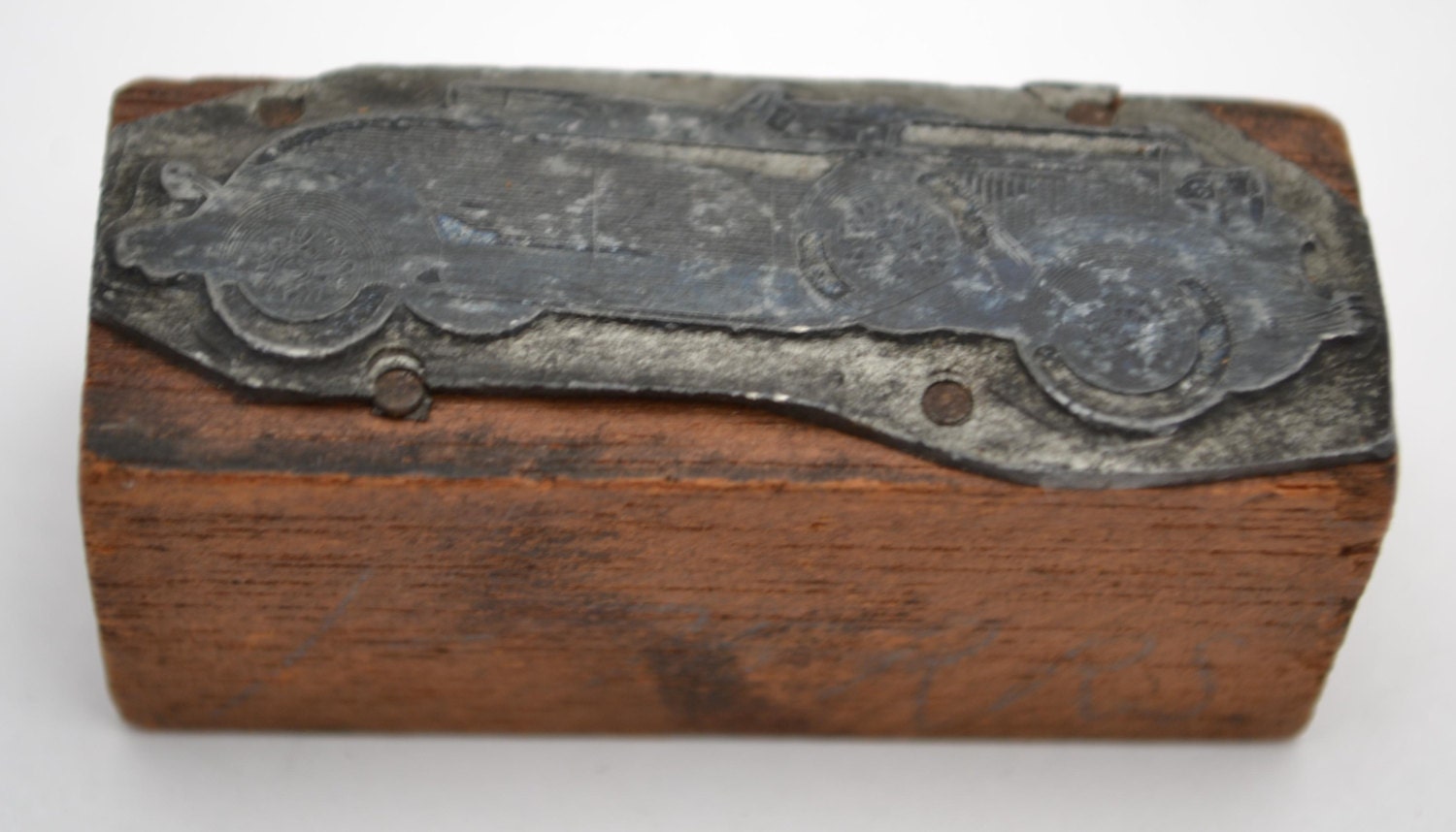 Vintage Metal Wood Block Printing Stamp Antique Convertible