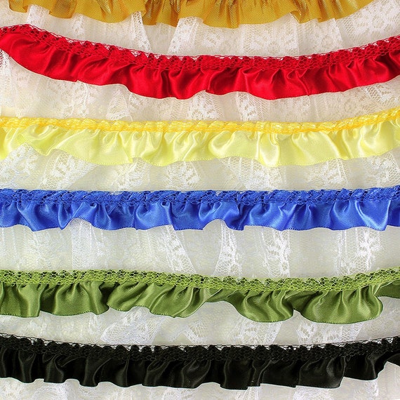 Satin Floral Ruffle Lace Trim 2" (pack of 25 yard) - ** FREE SHIPPING ** Il_570xn