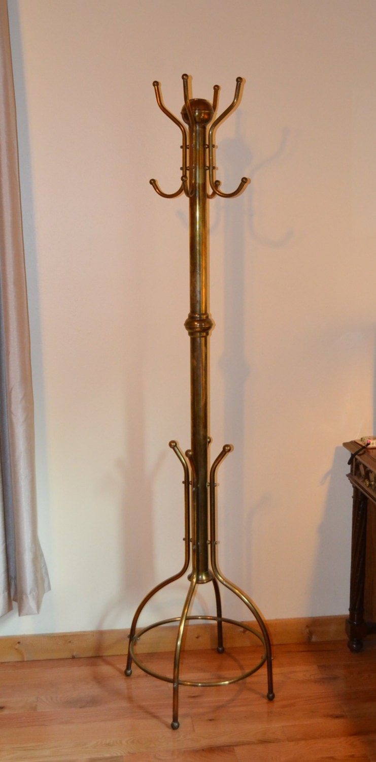 Vintage Brass Coat Rack Hat Rack Tall Antique by PanchosPorch