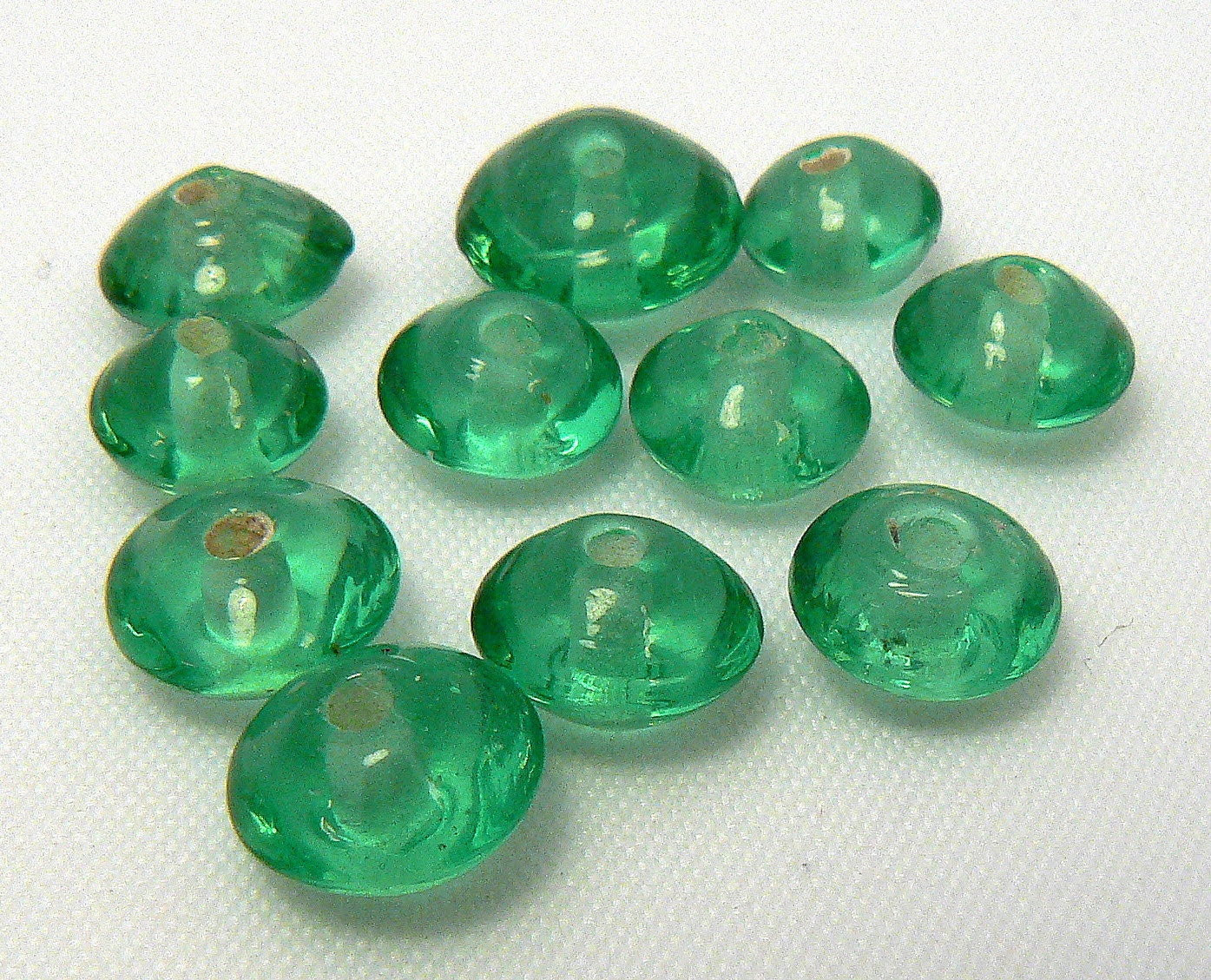 Light Green Saucer Glass Beads Green Glass Bead Mix 11 Loose