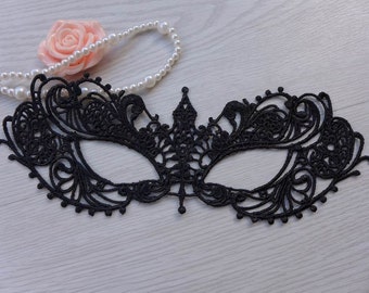 Vintage Black Lace Mask Lace tie back Queen Mask Masquerade