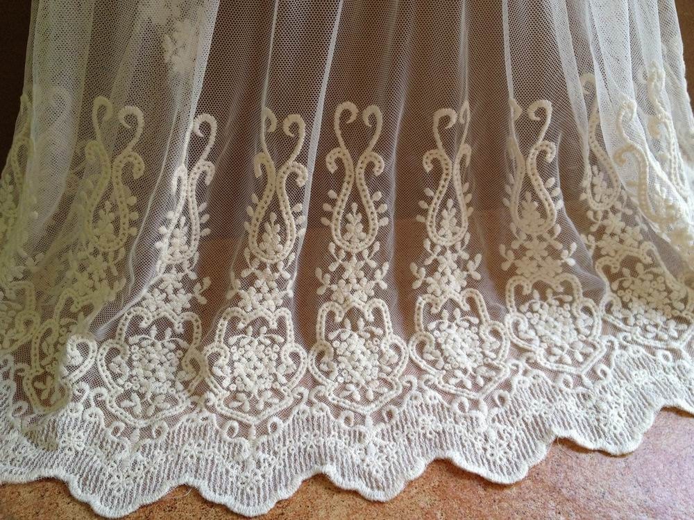 Lace Fabric Ivory Cotton Embroidered Fabric Lace Vintage