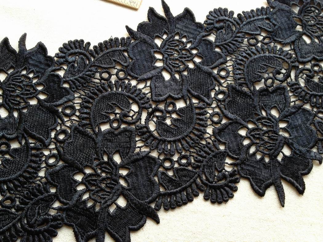 WIDE Black Venise Lace Trim Guipure Lace Wedding Fabric