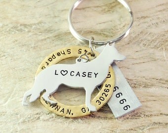 German Shepherd dog tag personalized dog tag 3 piece Pet tag Pet Id Tag Hand stamped custom Made with your Pets Name/phone number