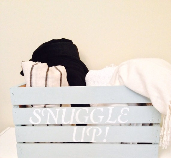 Blanket Crate. Blanket Basket. Home decor.snuggle by HopeYouDance