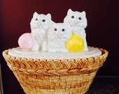 Three Little Persian Kittens Drip Pottery Cookie Jar Three Little Persian Kittens Drip Pottery Cookie Jar