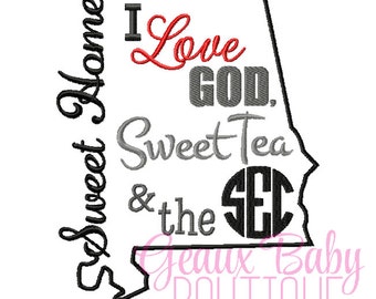 Sweet Home Alabama Machine Embroidery Design