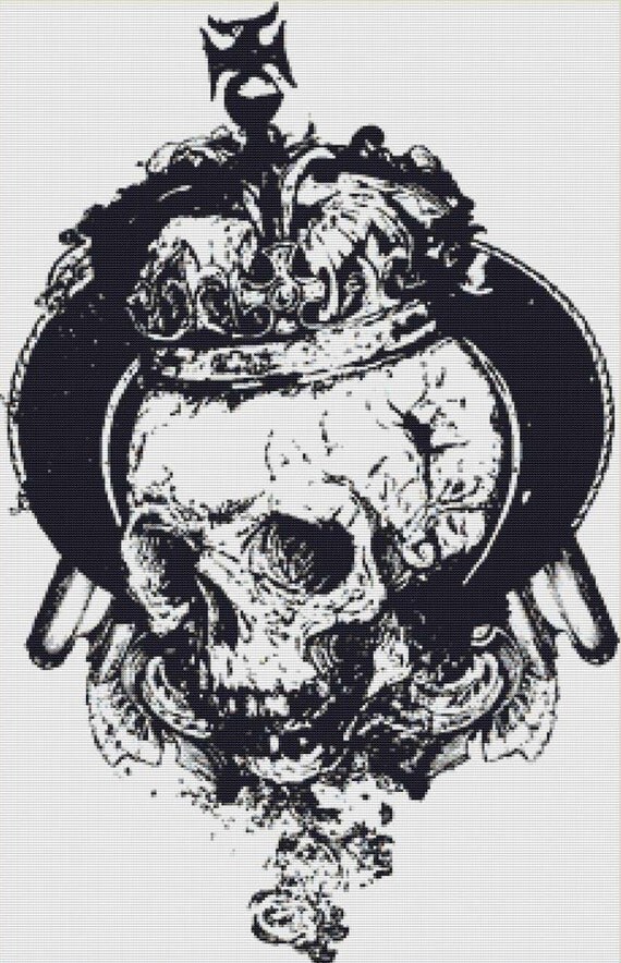 Crowned Skull PDF Cross Stitch Pattern