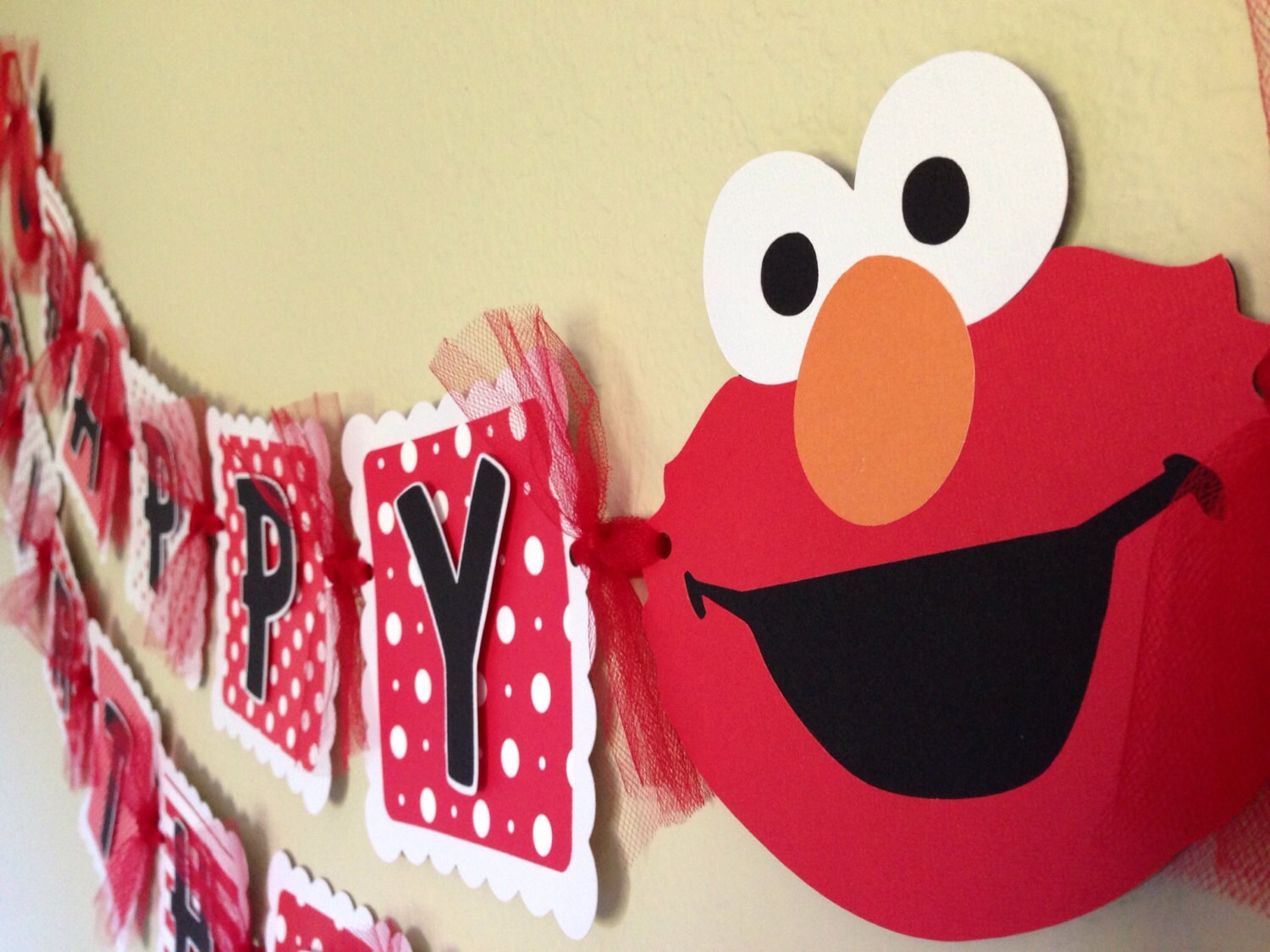 Elmo Birthday Banner Red white Elmo Banner party decorations
