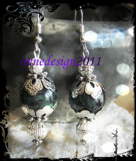 Handmade Silver Hook Earrings with Ruby Ziosite by IreneDesign2011