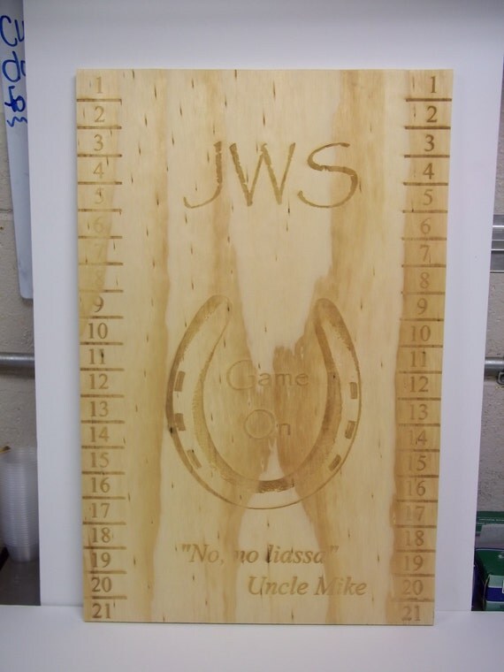 Personalized Horseshoe/Cornhole Scoreboard by EngravedTreasures1