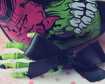 Iron Fist Inspired Bow ZOMBIE Skeleton Hand Hair Clip