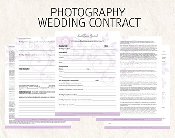 Wedding Photography contract business forms floral camera editable templates - 5 psd files supplied