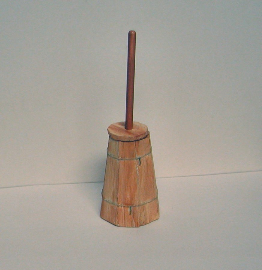 Antique Colonial butter churn with paddles wooden staves