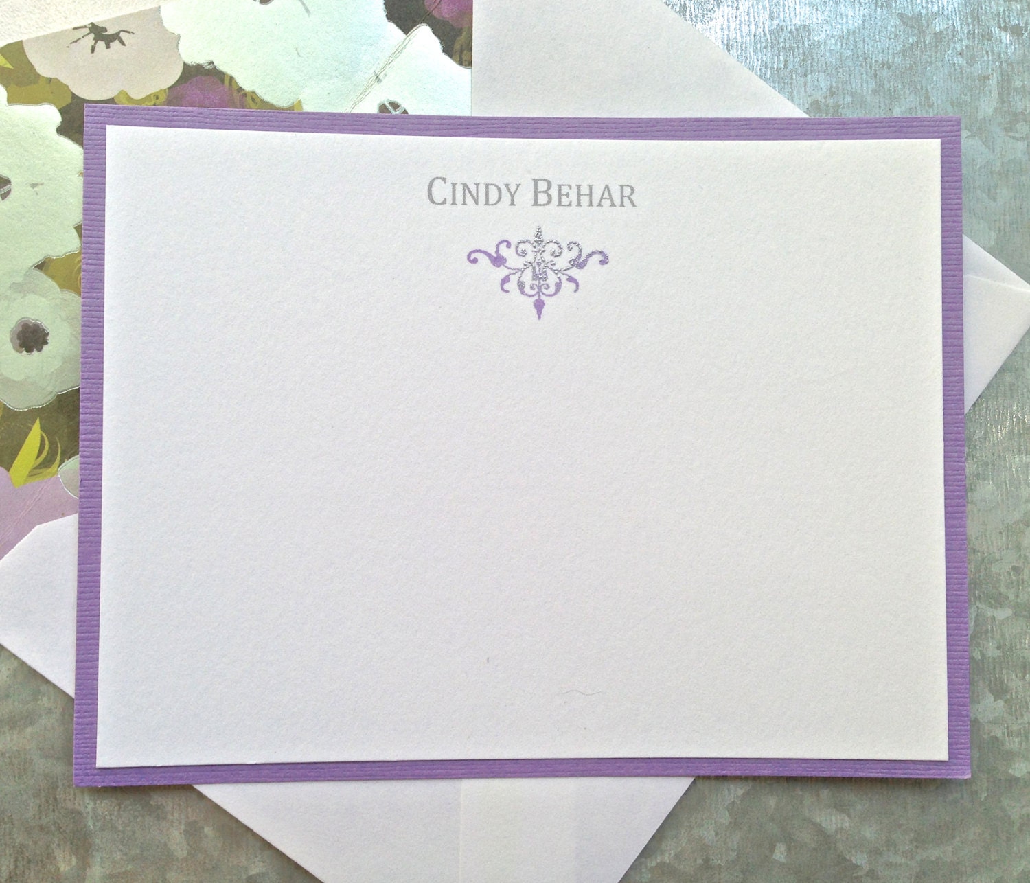 Handmade stationery stamped and embossed personalized