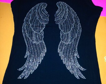 Plus size Angel Wings Shirt. Angel Wings Rhinestone Shirt. Angel Wings Shirt. Angel Wings bling Shirt. Angel Wings jeweled shirt. Glitter.