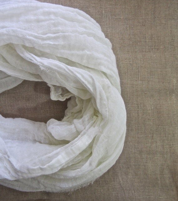 Winter White Scarf White Cotton Scarf Lightweight Cotton