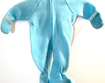 Vintage Baby Girl Fleece Light Blue Pajama or Snowsuit . 18 or 24 months