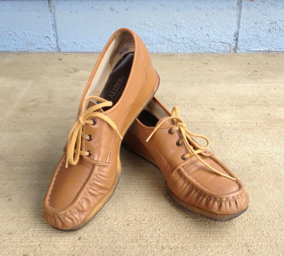 Items similar to Awesome Vintage 70s Caramel Granny Wedge Ladies Heels ...