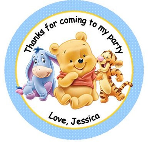 12 Personalized Winnie the Pooh boy Baby Shower or Birthday