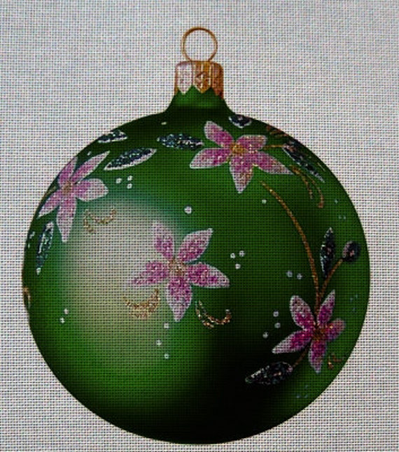 Needlepoint canvas Christmas Ornament by StitchArtNeedlepoint