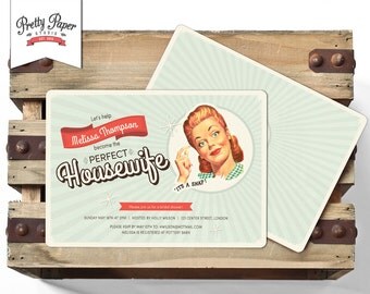 50s Housewife Bridal Shower Invitation // Retro 1950s Housewife // Retro Bridal Shower Invite // Printable Digital ws01