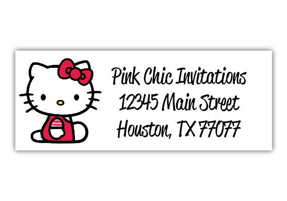 Hello Kitty Return Address Labels by PinkChicInvitations on Etsy