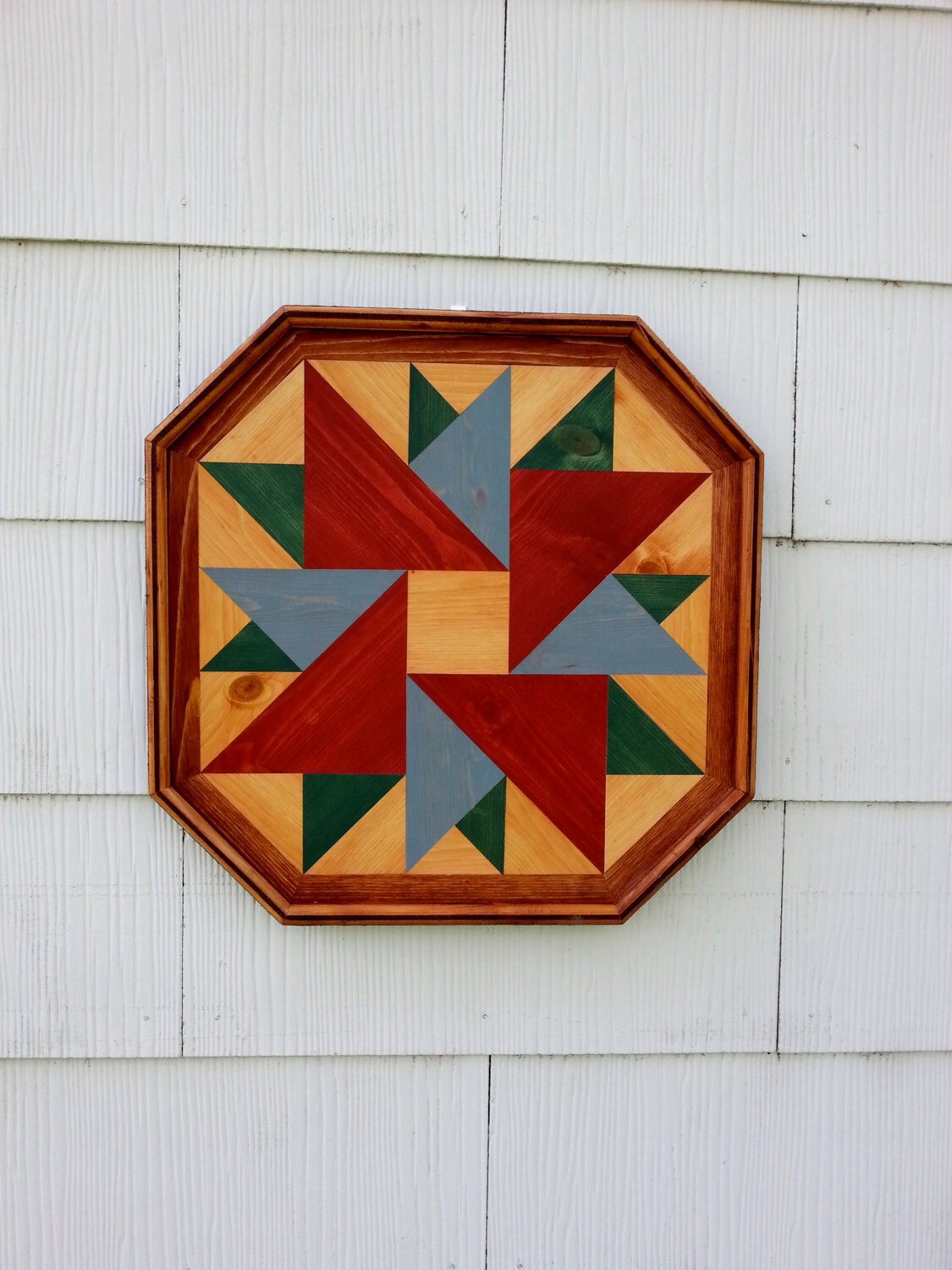 Handmade Wood Mosaic Barn Quilt Wall Hanging Country Rustic