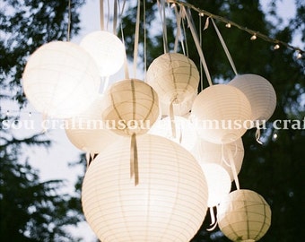 50 Round Chinese Paper Lantern Led Set 7x18" 7x16" 7x14" 12x12" 7x10" 5x8" 5x6" DIY KITS for Wedding Party Floral Event Sky Decoration