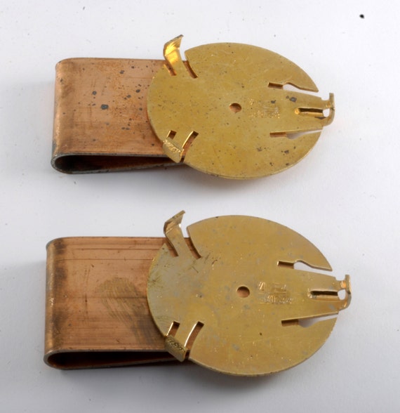 Rare Lot 2 Antique Unfinished Brass & Copper Plated Money Clip