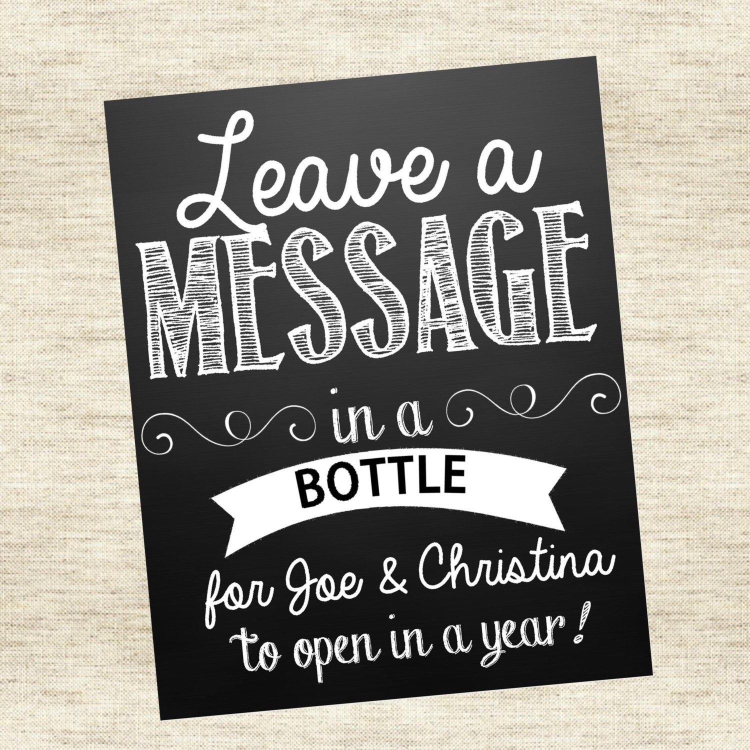 Leave A Message In A Bottle Sign Wedding Guest Book