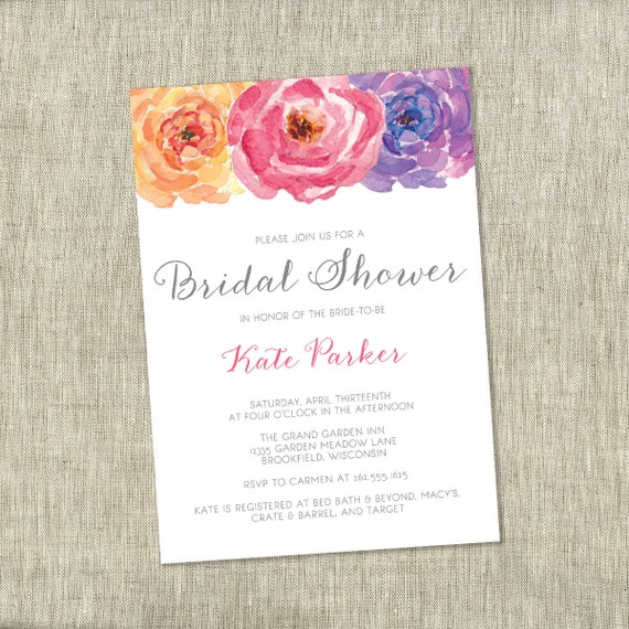 Bridal Shower Invite Watercolor Ranunculus Shower Simple