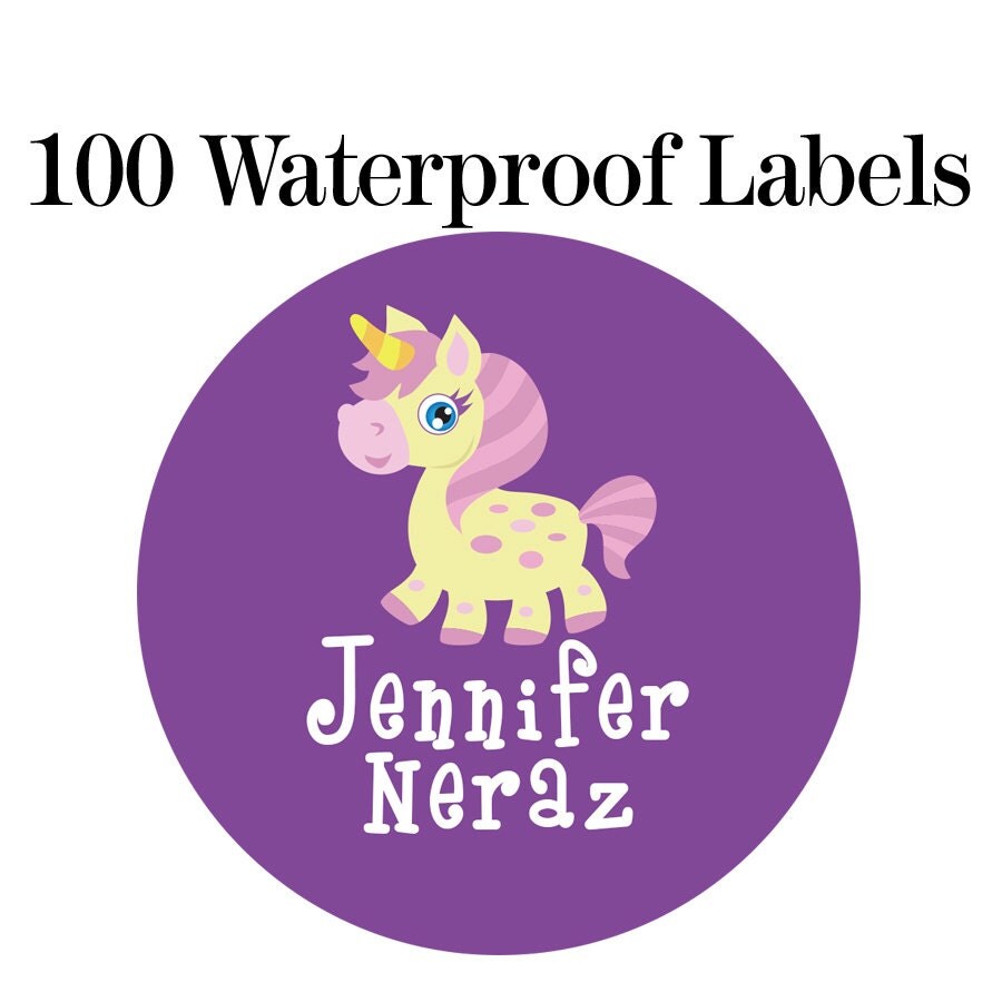 100ct waterproof unicorn name labels baby bottle labels kids name