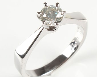 White Gold Engagement Ring 1/2 Carat - Unique Diamond Solitaire Engagement Ring - 14K White Gold Ring - Natural Diamond Ring